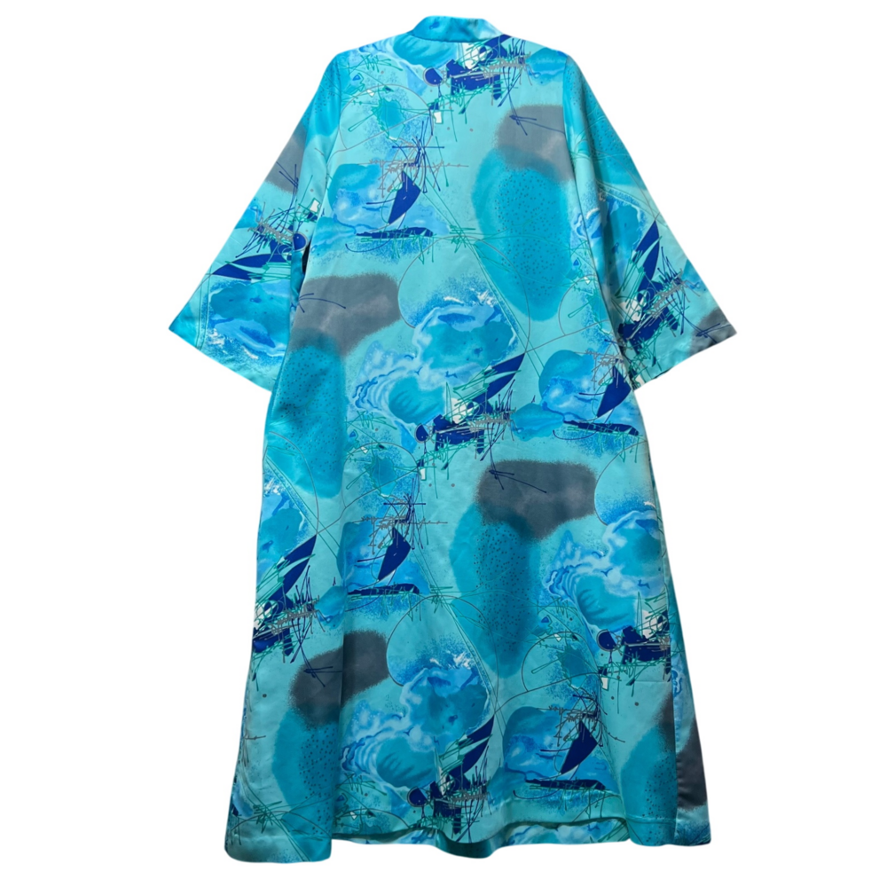 Vintage 60s Montgomery Ward Mid Century Mod‎ Atomic Print Robe House Coat Dress - Picture 7 of 8